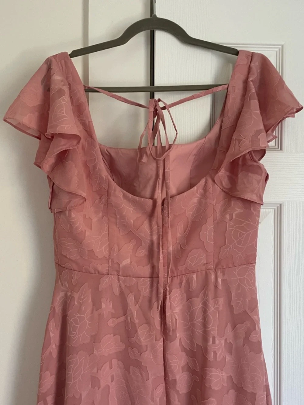 Azazie Bondi Rosette A-Line Side Slit Floral Burnout Dress - Size 12 - Picture 7 of 16